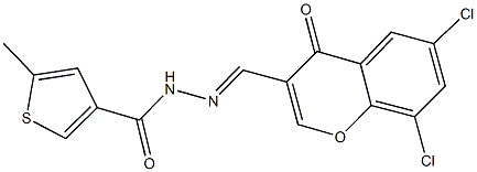 N'-[(6,8-dichloro-4-oxo-4H-chromen-3-yl)methylene]-5-methyl-3-thiophenecarbohydrazide Struktur