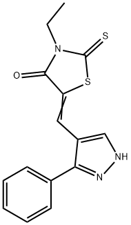 3-ethyl-5-[(3-phenyl-1H-pyrazol-4-yl)methylene]-2-thioxo-1,3-thiazolidin-4-one Struktur