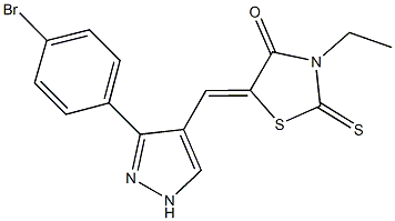 5-{[3-(4-bromophenyl)-1H-pyrazol-4-yl]methylene}-3-ethyl-2-thioxo-1,3-thiazolidin-4-one Struktur