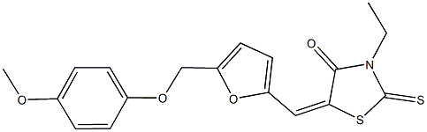 3-ethyl-5-({5-[(4-methoxyphenoxy)methyl]-2-furyl}methylene)-2-thioxo-1,3-thiazolidin-4-one Struktur