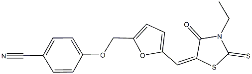 4-({5-[(3-ethyl-4-oxo-2-thioxo-1,3-thiazolidin-5-ylidene)methyl]-2-furyl}methoxy)benzonitrile Struktur