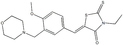 3-ethyl-5-[4-methoxy-3-(4-morpholinylmethyl)benzylidene]-2-thioxo-1,3-thiazolidin-4-one Struktur