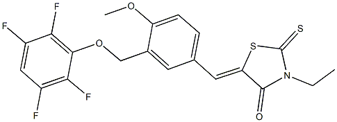 3-ethyl-5-{4-methoxy-3-[(2,3,5,6-tetrafluorophenoxy)methyl]benzylidene}-2-thioxo-1,3-thiazolidin-4-one Struktur