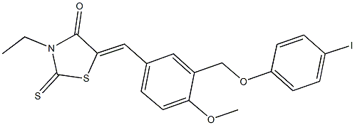 3-ethyl-5-{3-[(4-iodophenoxy)methyl]-4-methoxybenzylidene}-2-thioxo-1,3-thiazolidin-4-one Struktur