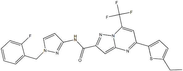 5-(5-ethyl-2-thienyl)-N-[1-(2-fluorobenzyl)-1H-pyrazol-3-yl]-7-(trifluoromethyl)pyrazolo[1,5-a]pyrimidine-2-carboxamide Struktur