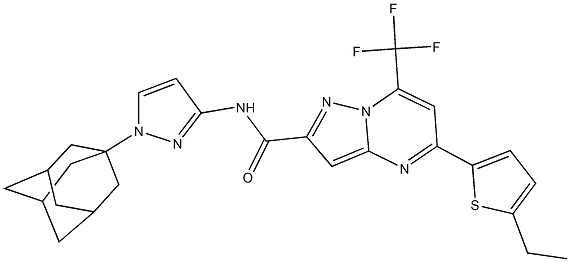 N-[1-(1-adamantyl)-1H-pyrazol-3-yl]-5-(5-ethyl-2-thienyl)-7-(trifluoromethyl)pyrazolo[1,5-a]pyrimidine-2-carboxamide Struktur