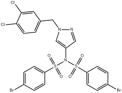 4-bromo-N-[(4-bromophenyl)sulfonyl]-N-[1-(3,4-dichlorobenzyl)-1H-pyrazol-4-yl]benzenesulfonamide Struktur