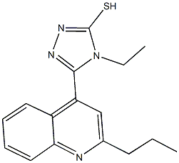 4-ethyl-5-(2-propyl-4-quinolinyl)-4H-1,2,4-triazol-3-yl hydrosulfide Struktur