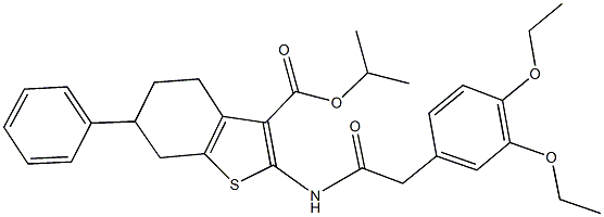 isopropyl 2-{[(3,4-diethoxyphenyl)acetyl]amino}-6-phenyl-4,5,6,7-tetrahydro-1-benzothiophene-3-carboxylate Struktur