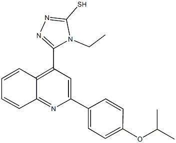 4-ethyl-5-[2-(4-isopropoxyphenyl)-4-quinolinyl]-4H-1,2,4-triazol-3-yl hydrosulfide Struktur