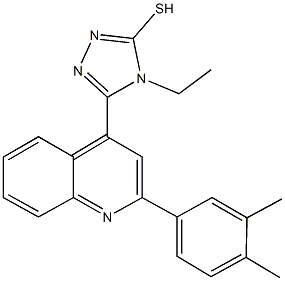 5-[2-(3,4-dimethylphenyl)-4-quinolinyl]-4-ethyl-4H-1,2,4-triazol-3-yl hydrosulfide Struktur