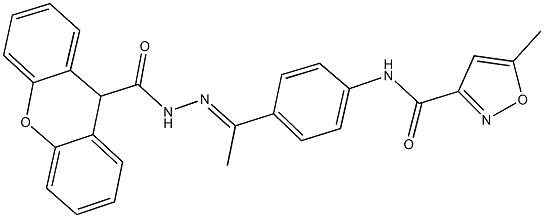 5-methyl-N-{4-[N-(9H-xanthen-9-ylcarbonyl)ethanehydrazonoyl]phenyl}-3-isoxazolecarboxamide Struktur