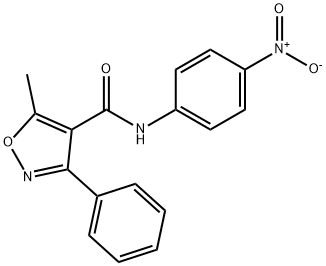 N-{4-nitrophenyl}-5-methyl-3-phenyl-4-isoxazolecarboxamide Struktur