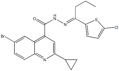 6-bromo-N'-[1-(5-chloro-2-thienyl)butylidene]-2-cyclopropyl-4-quinolinecarbohydrazide Struktur