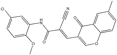 N-(5-chloro-2-methoxyphenyl)-2-cyano-3-(6-methyl-4-oxo-4H-chromen-3-yl)acrylamide Struktur