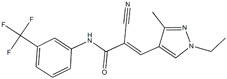 2-cyano-3-(1-ethyl-3-methyl-1H-pyrazol-4-yl)-N-[3-(trifluoromethyl)phenyl]acrylamide Struktur