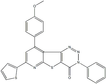 9-(4-methoxyphenyl)-3-phenyl-7-(2-thienyl)pyrido[3',2':4,5]thieno[3,2-d][1,2,3]triazin-4(3H)-one Struktur