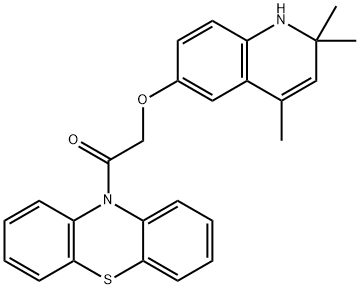 10-{[(2,2,4-trimethyl-1,2-dihydroquinolin-6-yl)oxy]acetyl}-10H-phenothiazine Struktur