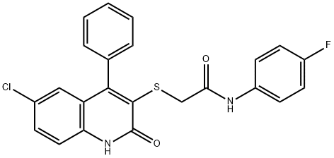 2-[(6-chloro-2-oxo-4-phenyl-1,2-dihydro-3-quinolinyl)sulfanyl]-N-(4-fluorophenyl)acetamide Struktur