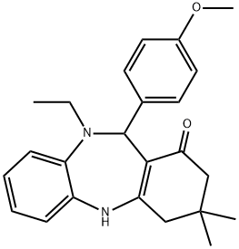 10-ethyl-11-(4-methoxyphenyl)-3,3-dimethyl-2,3,4,5,10,11-hexahydro-1H-dibenzo[b,e][1,4]diazepin-1-one Struktur