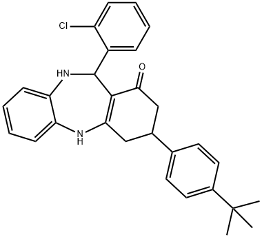 3-(4-tert-butylphenyl)-11-(2-chlorophenyl)-2,3,4,5,10,11-hexahydro-1H-dibenzo[b,e][1,4]diazepin-1-one Struktur