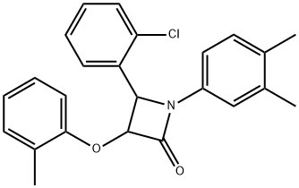 4-(2-chlorophenyl)-1-(3,4-dimethylphenyl)-3-(2-methylphenoxy)-2-azetidinone Struktur