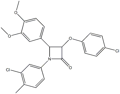 1-(3-chloro-4-methylphenyl)-3-(4-chlorophenoxy)-4-(3,4-dimethoxyphenyl)-2-azetidinone Struktur