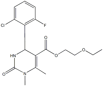 2-ethoxyethyl 4-(2-chloro-6-fluorophenyl)-1,6-dimethyl-2-oxo-1,2,3,4-tetrahydro-5-pyrimidinecarboxylate Struktur