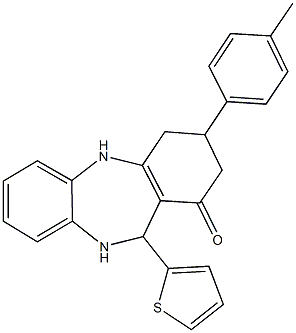 3-(4-methylphenyl)-11-(2-thienyl)-2,3,4,5,10,11-hexahydro-1H-dibenzo[b,e][1,4]diazepin-1-one Struktur