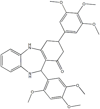 11-(2,4,5-trimethoxyphenyl)-3-(3,4,5-trimethoxyphenyl)-2,3,4,5,10,11-hexahydro-1H-dibenzo[b,e][1,4]diazepin-1-one Struktur