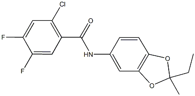 2-chloro-N-(2-ethyl-2-methyl-1,3-benzodioxol-5-yl)-4,5-difluorobenzamide Struktur