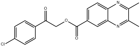 2-(4-chlorophenyl)-2-oxoethyl 2,3-dimethyl-6-quinoxalinecarboxylate Struktur