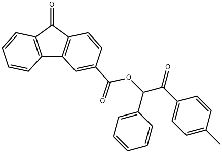 2-(4-methylphenyl)-2-oxo-1-phenylethyl 9-oxo-9H-fluorene-3-carboxylate Struktur