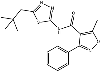 5-methyl-N-(5-neopentyl-1,3,4-thiadiazol-2-yl)-3-phenylisoxazole-4-carboxamide Struktur