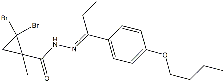 2,2-dibromo-N'-[1-(4-butoxyphenyl)propylidene]-1-methylcyclopropanecarbohydrazide Struktur