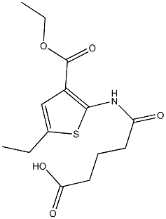 5-{[3-(ethoxycarbonyl)-5-ethyl-2-thienyl]amino}-5-oxopentanoic acid Struktur