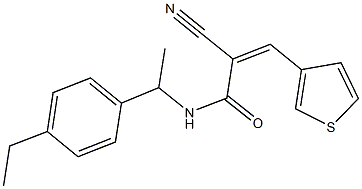 2-cyano-N-[1-(4-ethylphenyl)ethyl]-3-(3-thienyl)acrylamide Struktur