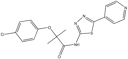 2-(4-chlorophenoxy)-2-methyl-N-[5-(4-pyridinyl)-1,3,4-thiadiazol-2-yl]propanamide Struktur