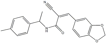 3-(1,3-benzodioxol-5-yl)-2-cyano-N-[1-(4-methylphenyl)ethyl]acrylamide Struktur