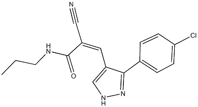 3-[3-(4-chlorophenyl)-1H-pyrazol-4-yl]-2-cyano-N-propylacrylamide Struktur