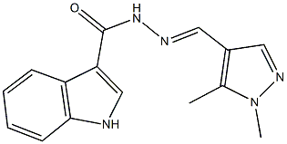 N'-[(1,5-dimethyl-1H-pyrazol-4-yl)methylene]-1H-indole-3-carbohydrazide Struktur