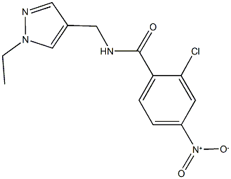 2-chloro-N-[(1-ethyl-1H-pyrazol-4-yl)methyl]-4-nitrobenzamide Struktur