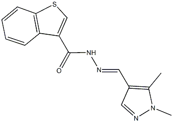 N'-[(1,5-dimethyl-1H-pyrazol-4-yl)methylene]-1-benzothiophene-3-carbohydrazide Struktur