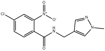 4-chloro-2-nitro-N-[(1-methyl-1H-pyrazol-4-yl)methyl]benzamide Struktur