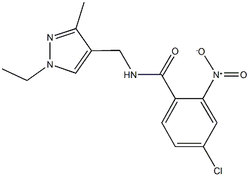 4-chloro-N-[(1-ethyl-3-methyl-1H-pyrazol-4-yl)methyl]-2-nitrobenzamide Struktur