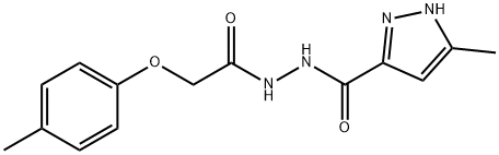 3-methyl-N'-[(4-methylphenoxy)acetyl]-1H-pyrazole-5-carbohydrazide Struktur