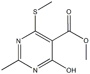 methyl 4-hydroxy-2-methyl-6-(methylsulfanyl)-5-pyrimidinecarboxylate Struktur