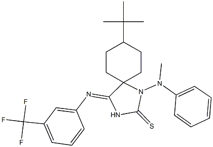 8-tert-butyl-1-(methylanilino)-4-{[3-(trifluoromethyl)phenyl]imino}-1,3-diazaspiro[4.5]decane-2-thione Struktur