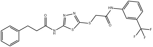 N-[5-({2-oxo-2-[3-(trifluoromethyl)anilino]ethyl}sulfanyl)-1,3,4-thiadiazol-2-yl]-3-phenylpropanamide Struktur