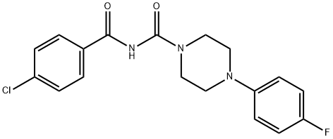 N-(4-chlorobenzoyl)-4-(4-fluorophenyl)-1-piperazinecarboxamide Struktur